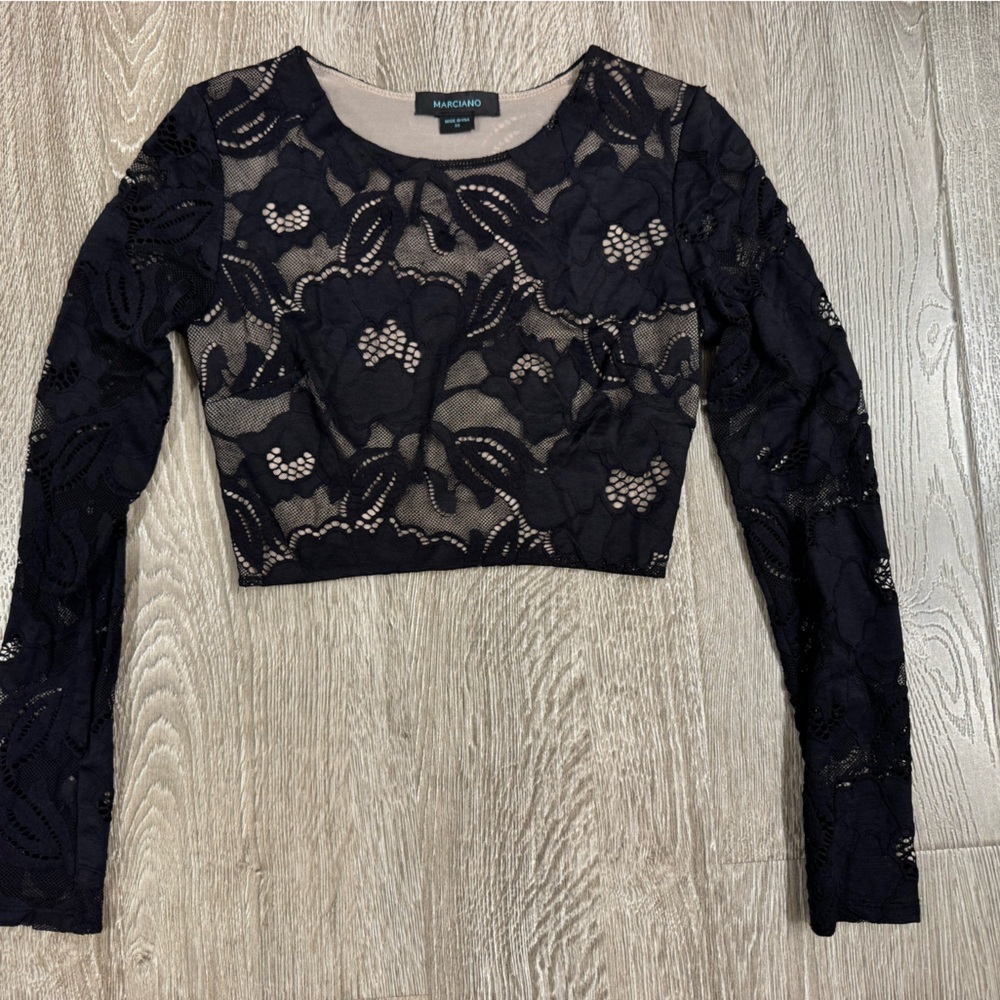 Marciano Black Lace cropped blouse